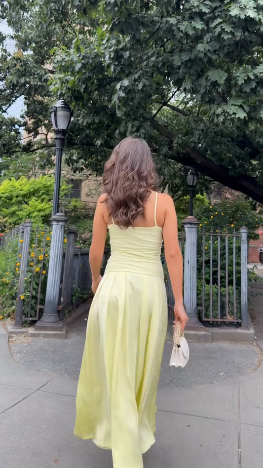 Lemon - Yellow Spaghetti Strap Maxi Dress
