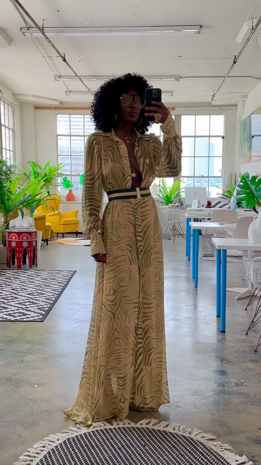 Printed Shirt Dress with Belt