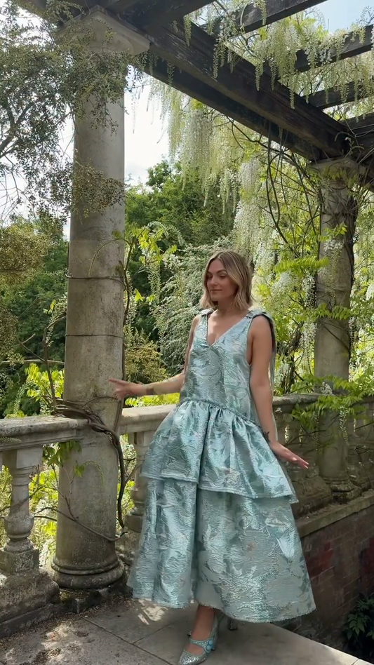 Light Blue Embroidered Sleeveless Dress