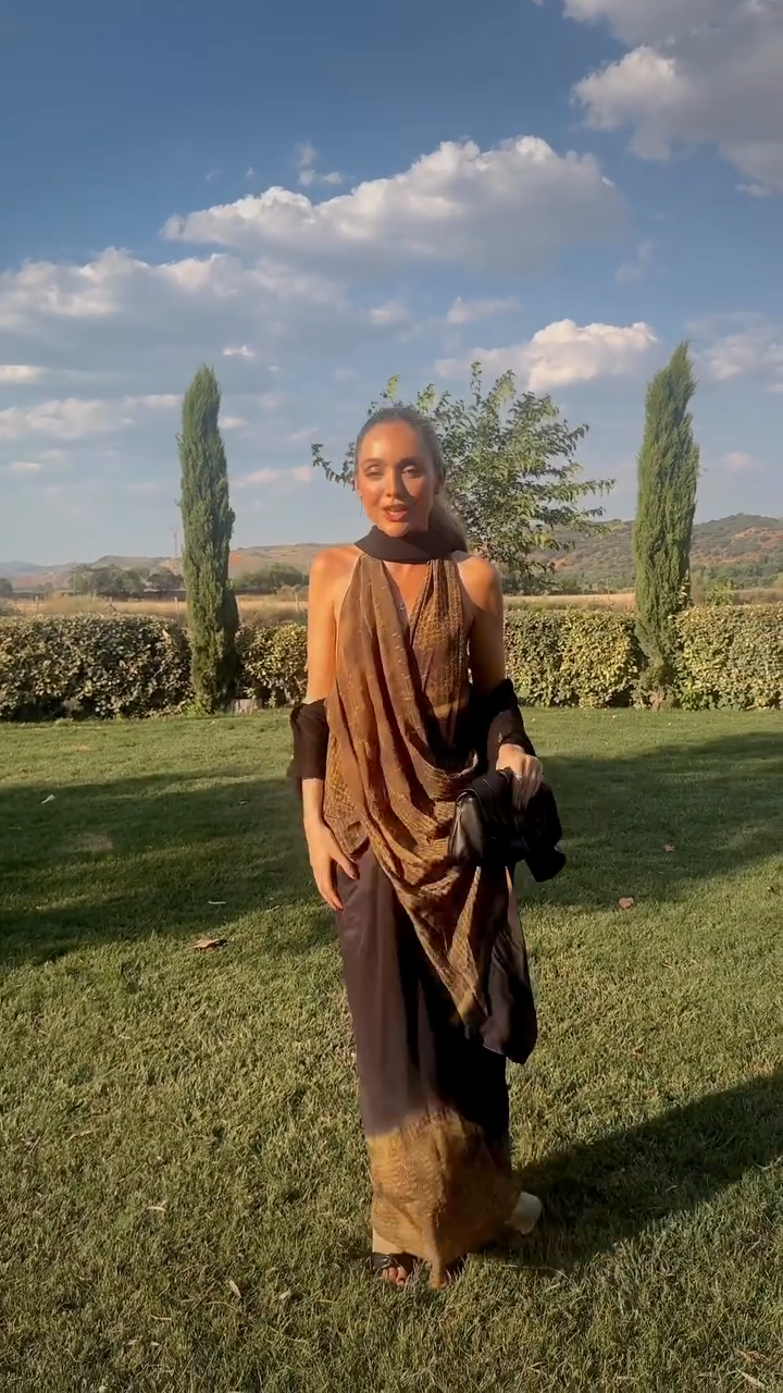 Brown and Gold Sari - inspired Dress