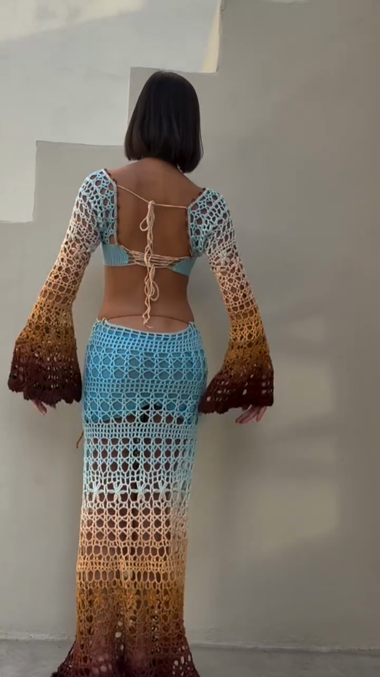 Gradient Crochet Two - piece Set