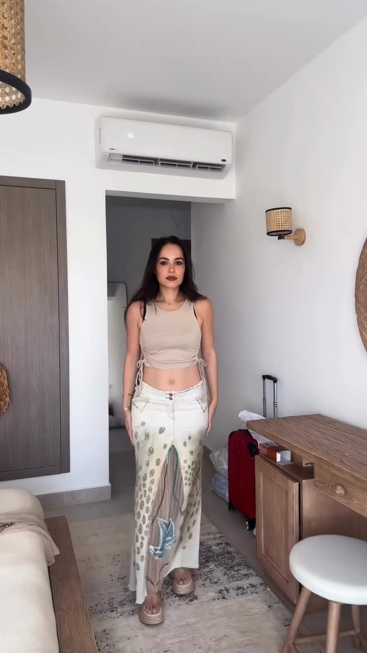 Printed See-Through Midi Skirt