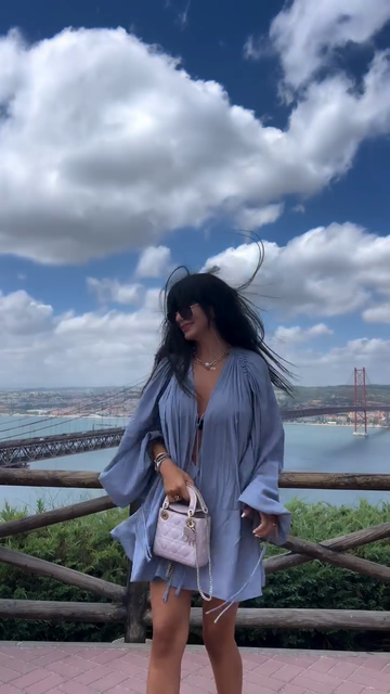 Light Blue Puff - Sleeve Mini Dress