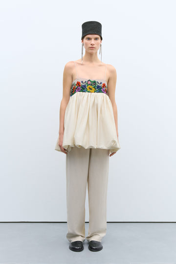 Embroidered Strappy Mini Dress