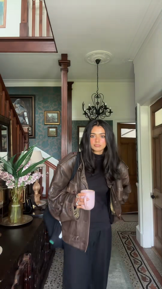 Brown Oversized Leather Jacket