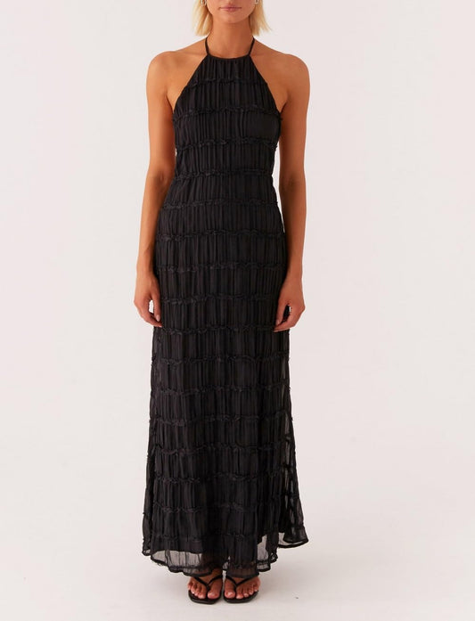 Halter Neck Tiered Ruffle Maxi Dress