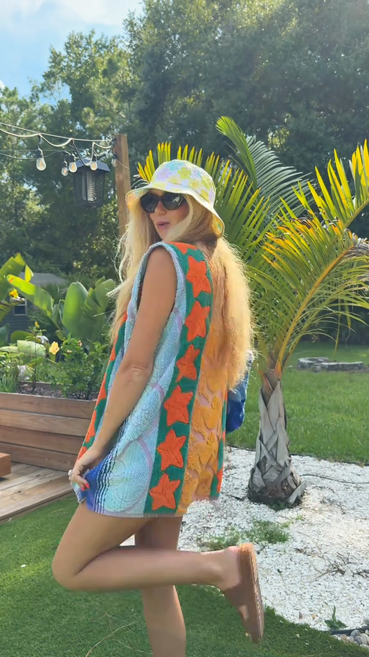 Colorful Embroidered Terry Cloth Dress