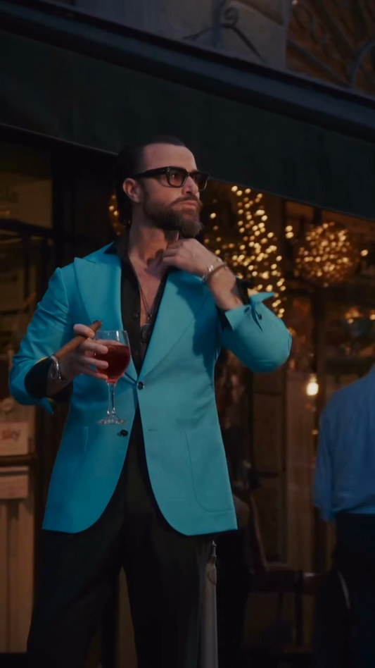 Teal - colored Single - breasted Blazer