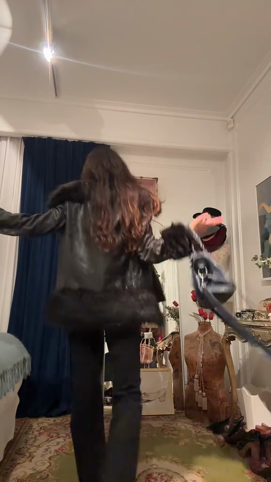 Vintage Faux Fur Trimmed Leather Jacket