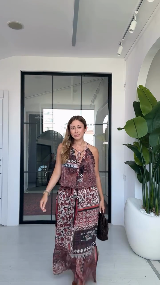 Halter - neck Patchwork Maxi Dress