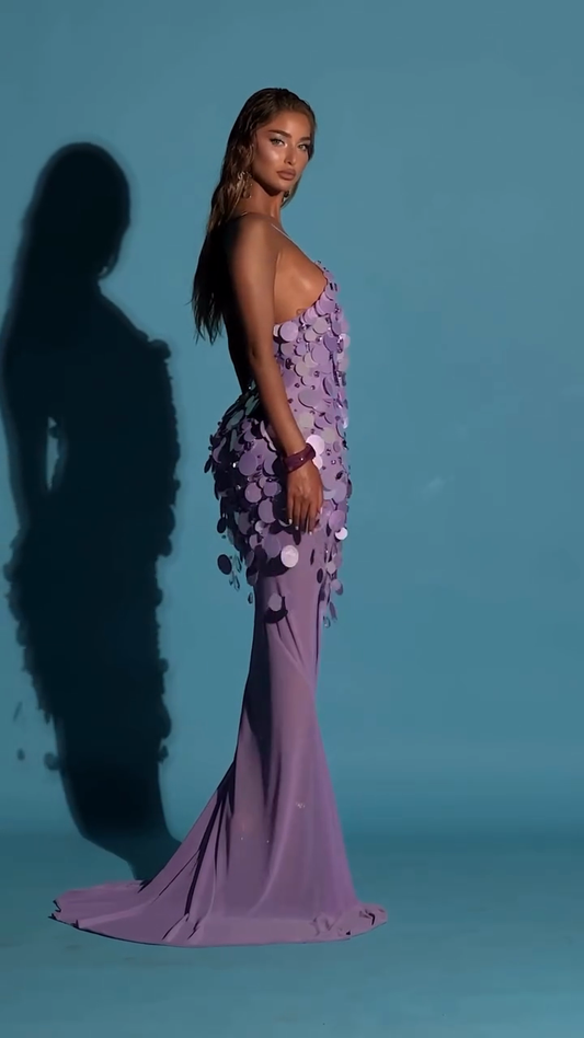 Lavender Sequin - Disc Mermaid Gown