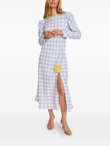 Light Blue Polka - Dot Midi Dress