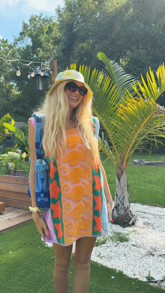 Colorful Embroidered Terry Cloth Dress