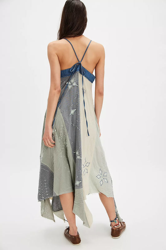 Patchwork Print Maxi Dress