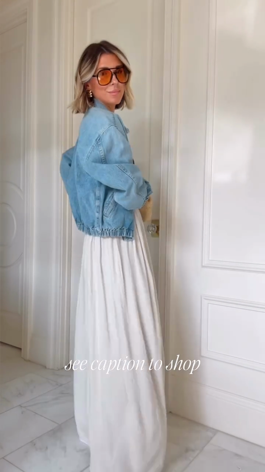 Light Blue Denim Bomber Jacket