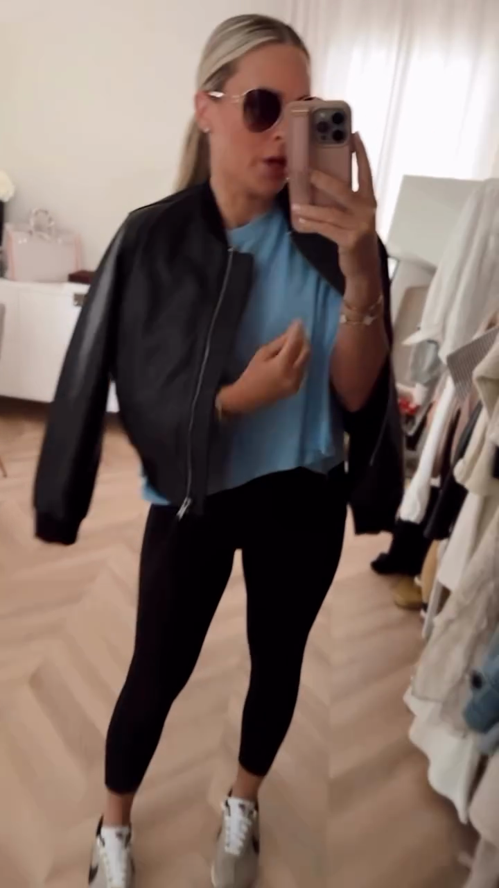 Black Leather Bomber Jacket