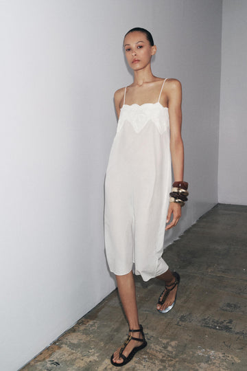 White Lace - Trimmed Slip Dress