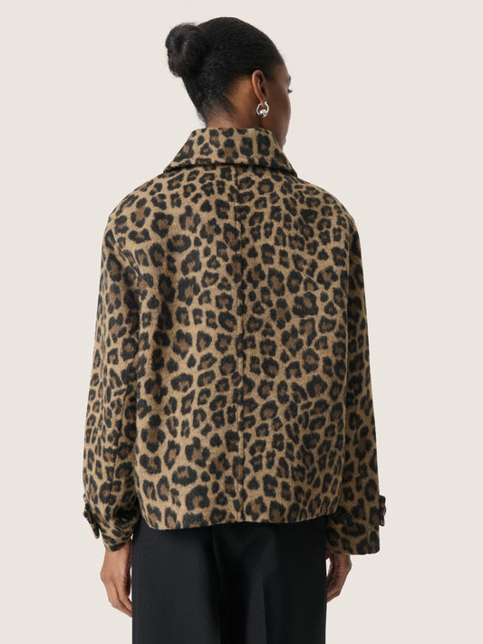 Leopard Print Cropped Wool Jacket