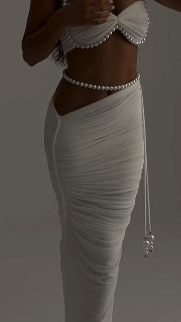 White Pearl - Accented Ruched Set