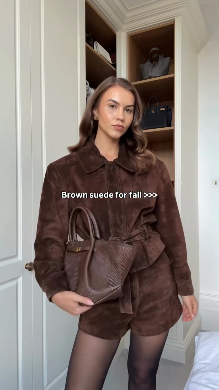 Brown suede autumn suit