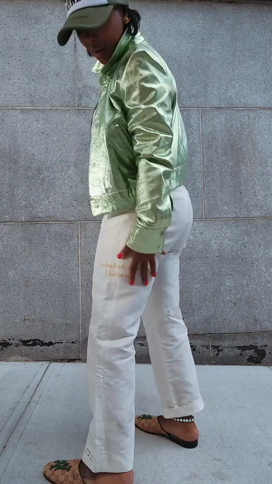 Metallic Green Cropped Jacket