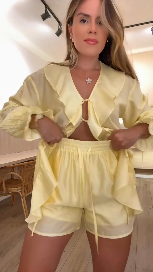 Casual Ruffled Two Piece Set