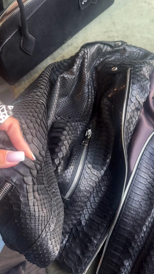 Black Snake - Print Leather Jacket