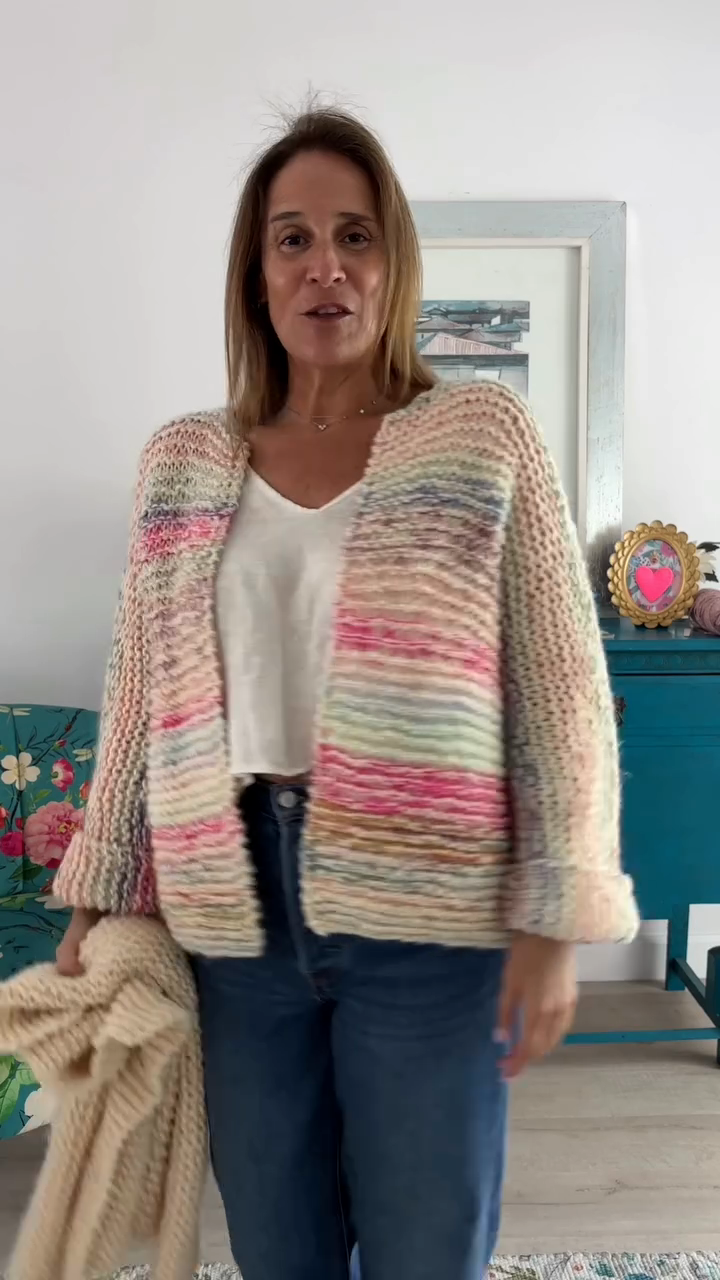 Pastel - Colored Striped Knit Cardigan