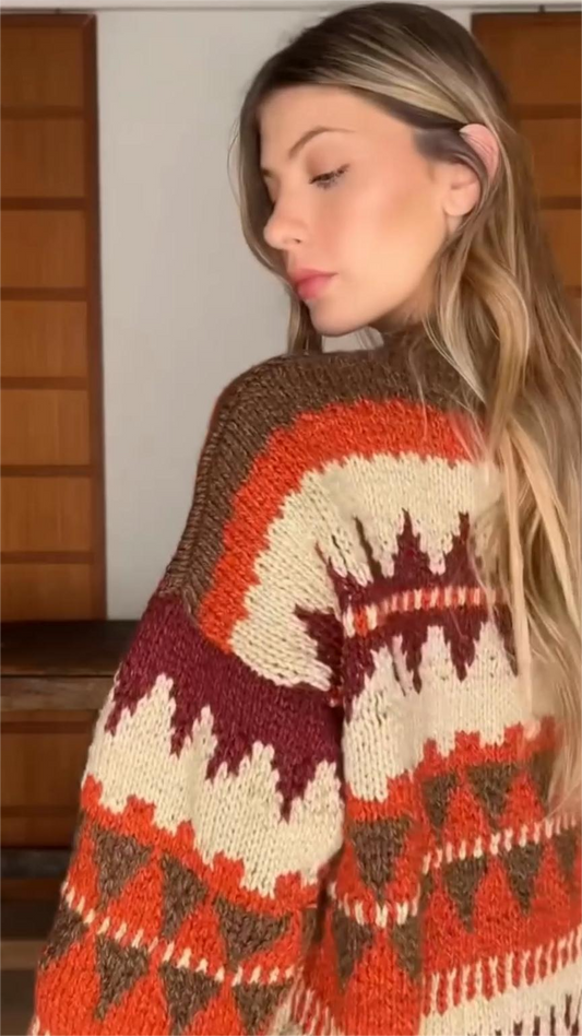 Autumn - Hued Fair Isle Pattern Sweater
