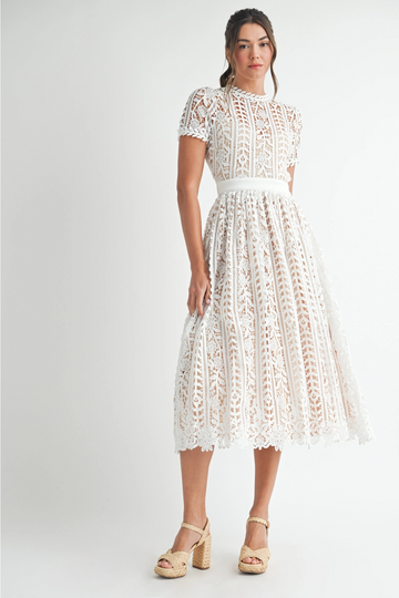 White Lace Midi Dress