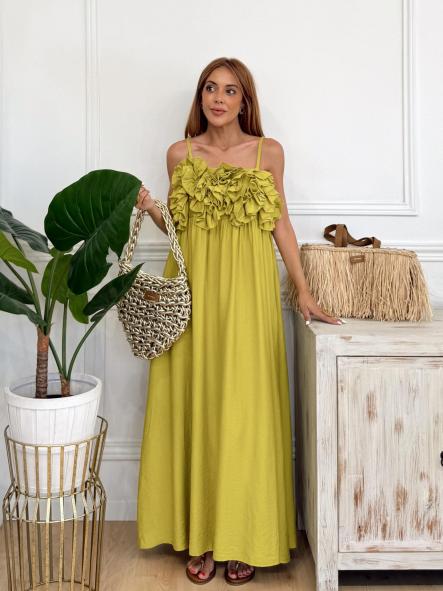 Colored Ruffled Bustier Maxi Dress