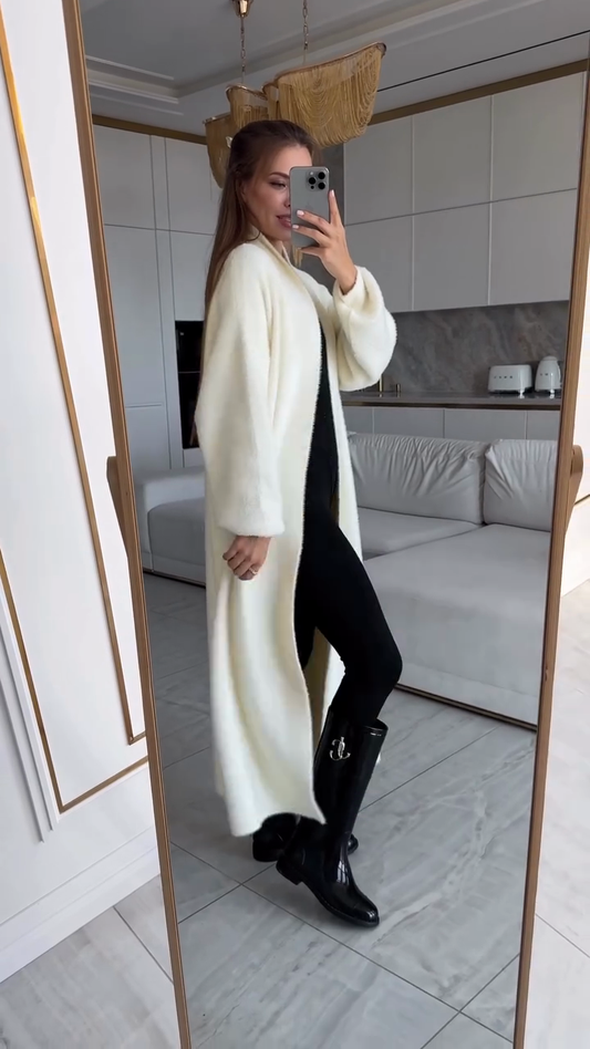 White Open - Front Fuzzy Cardigan