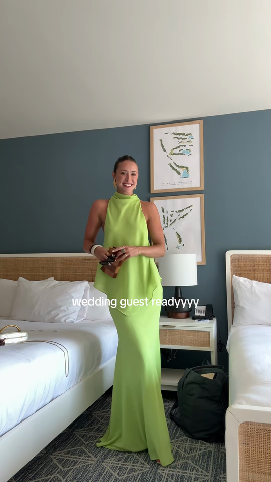 Lime Green Halter Top and Maxi Skirt Set