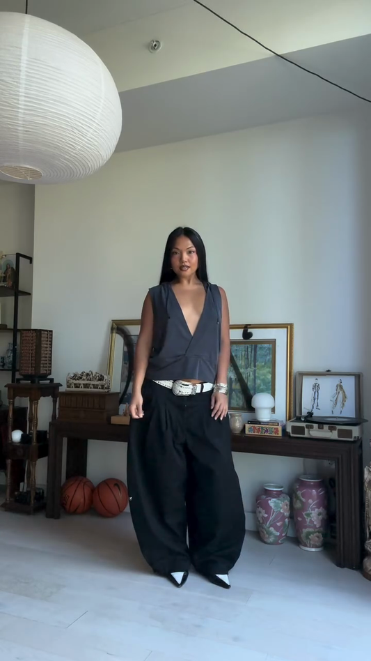 Baggy Black Button - Front Pants