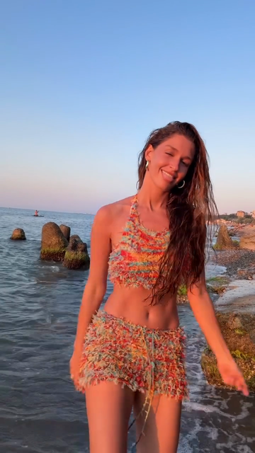 Multicolored Crochet Halter Crop Top and Shorts Set