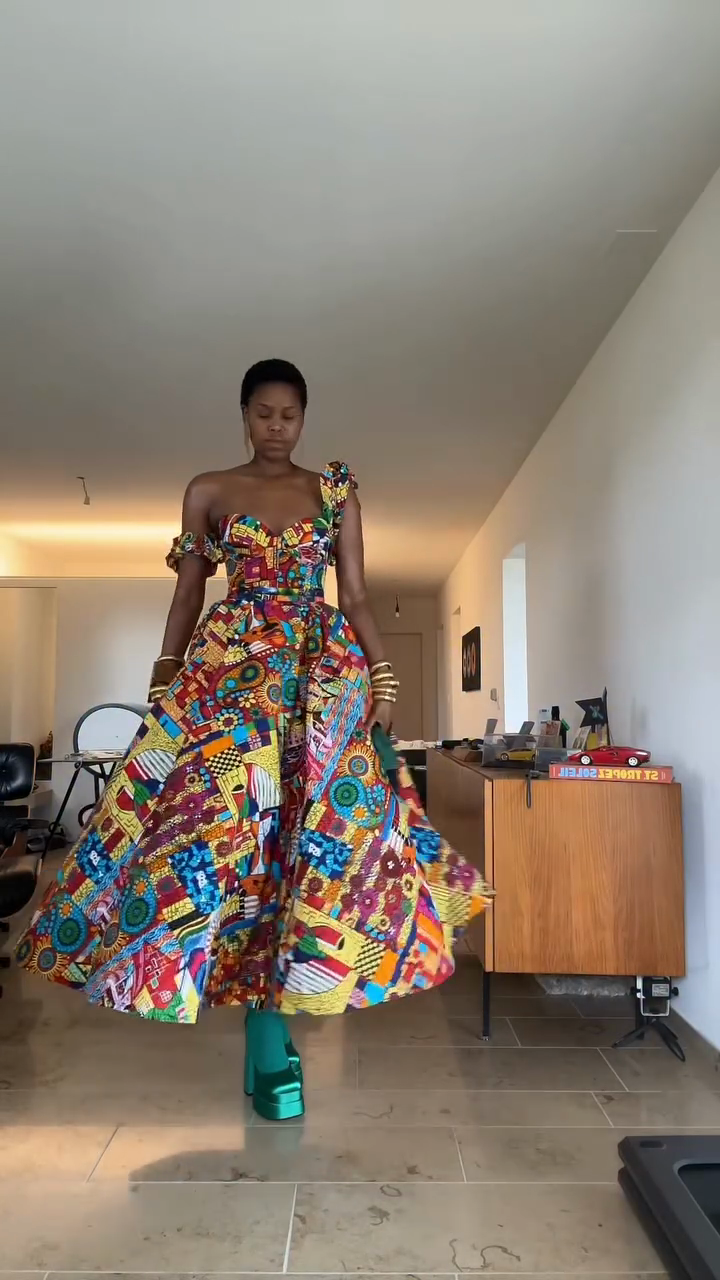 Colorful African - Print One - Shoulder Dress