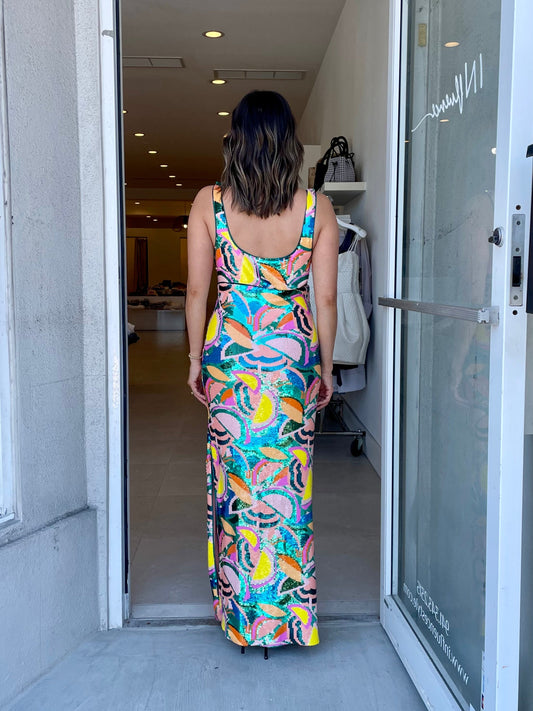 Colorful Abstract - Print Maxi Dress