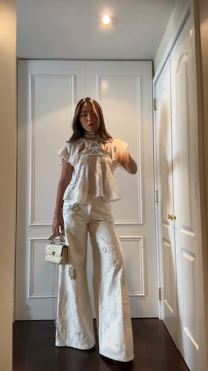 Embellished White Two - Piece Set