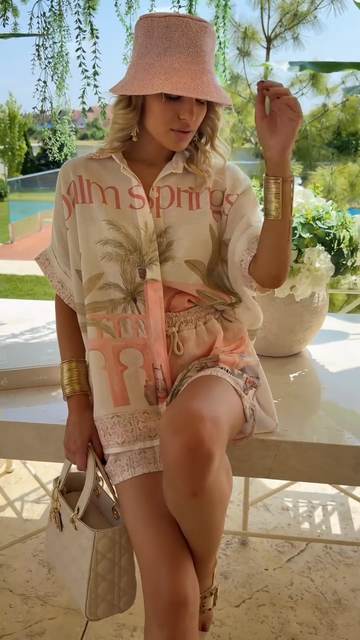 Palm Springs Printed Shirt & Shorts Set