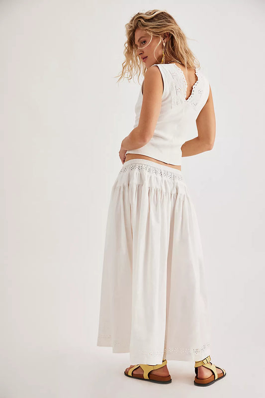 White Eyelet Embroidered Two - piece Set