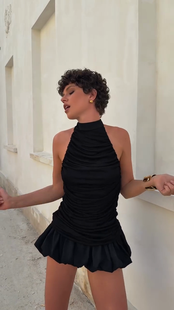 Black Halter Neck Mini Dress