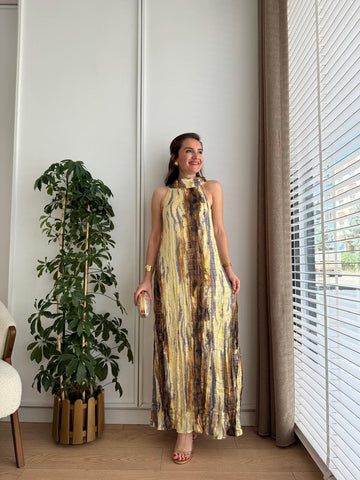 Tie - Dye Halter Maxi Dress