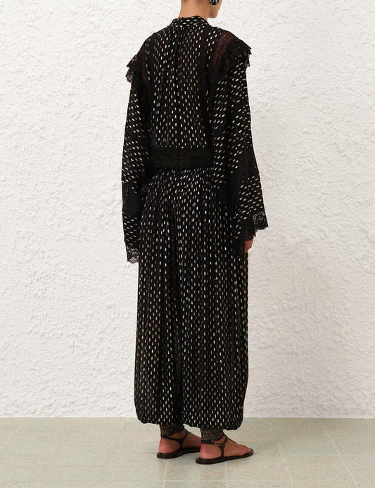 Black Polka Dot Lace - Trimmed Jumpsuit