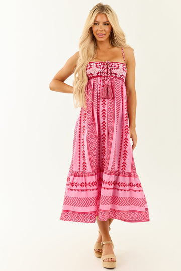 Pink Embroidered Strappy Maxi Dress