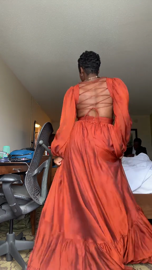 Rust Red Cut - Out Maxi Dress