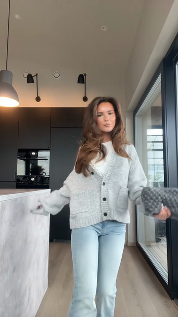 Light Grey Button - Up Knit Cardigan