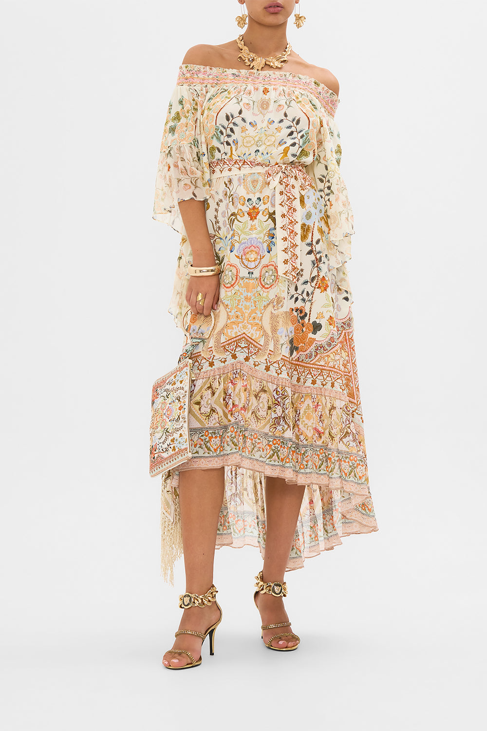 Off - the - Shoulder Floral Print Maxi Dress