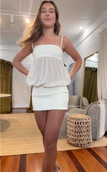 White Sheer - Paneled Mini Dress