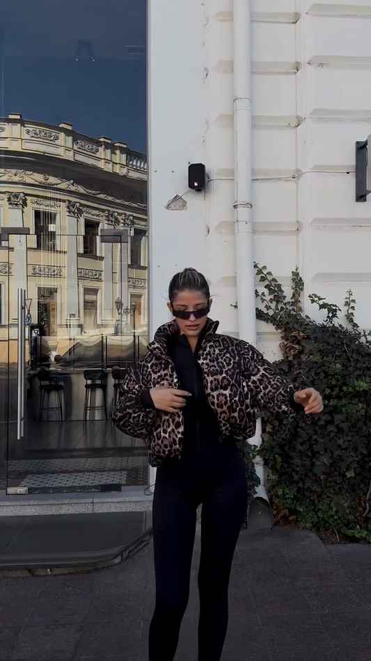 Leopard - Print Puffer Jacket