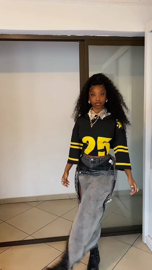 Distressed Washed Denim Skirt